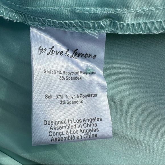 For Love & Lemons Andrina Maxi Dress Blue Turquoise Long Silky Satin XL Halter - Picture 6 of 7